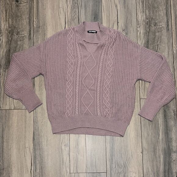 Steve Madden Women's Mauve Cable Knit Sweater Size Large - Picture 1 of 2